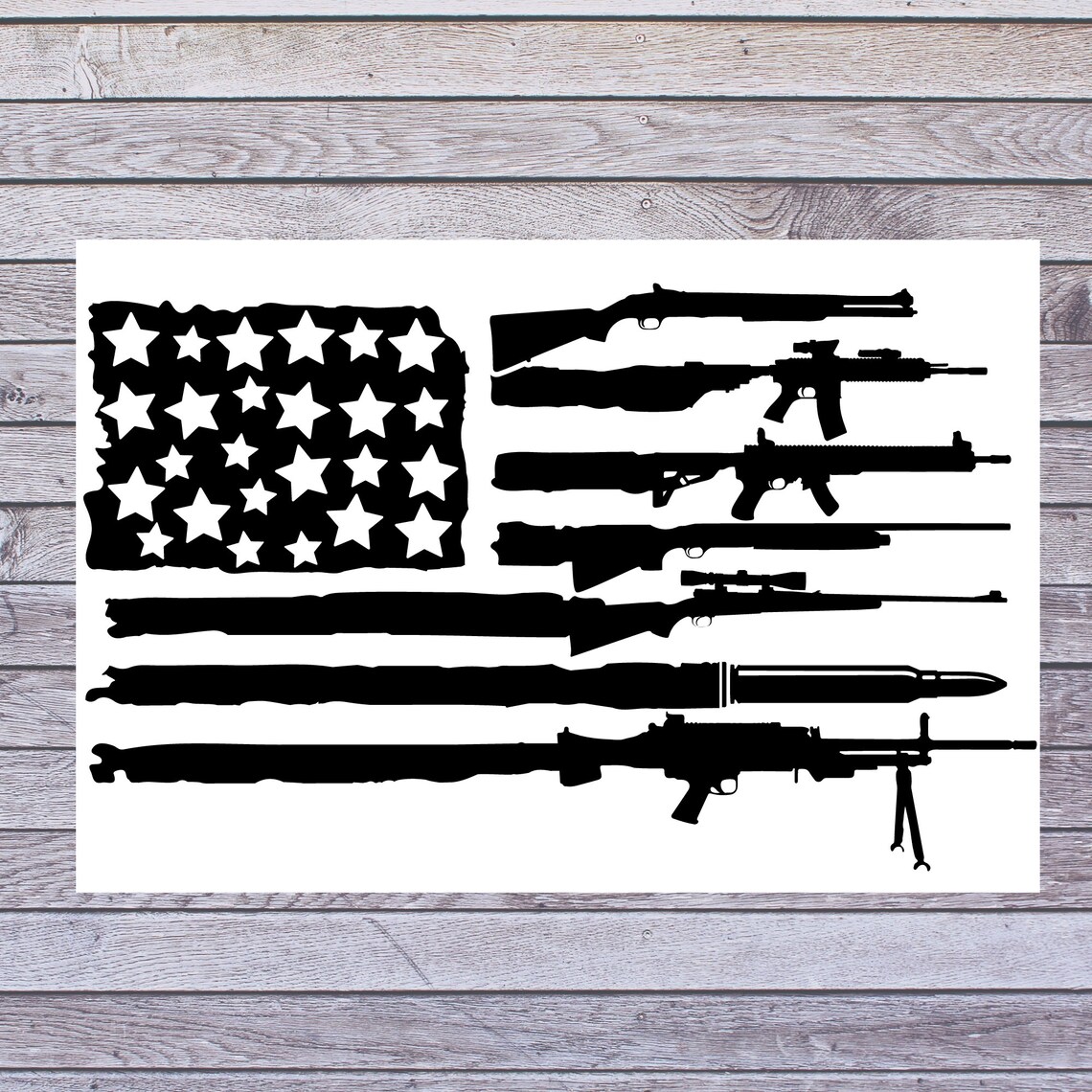 US Flag Gun Flag Gun Flag Car Decal Etsy