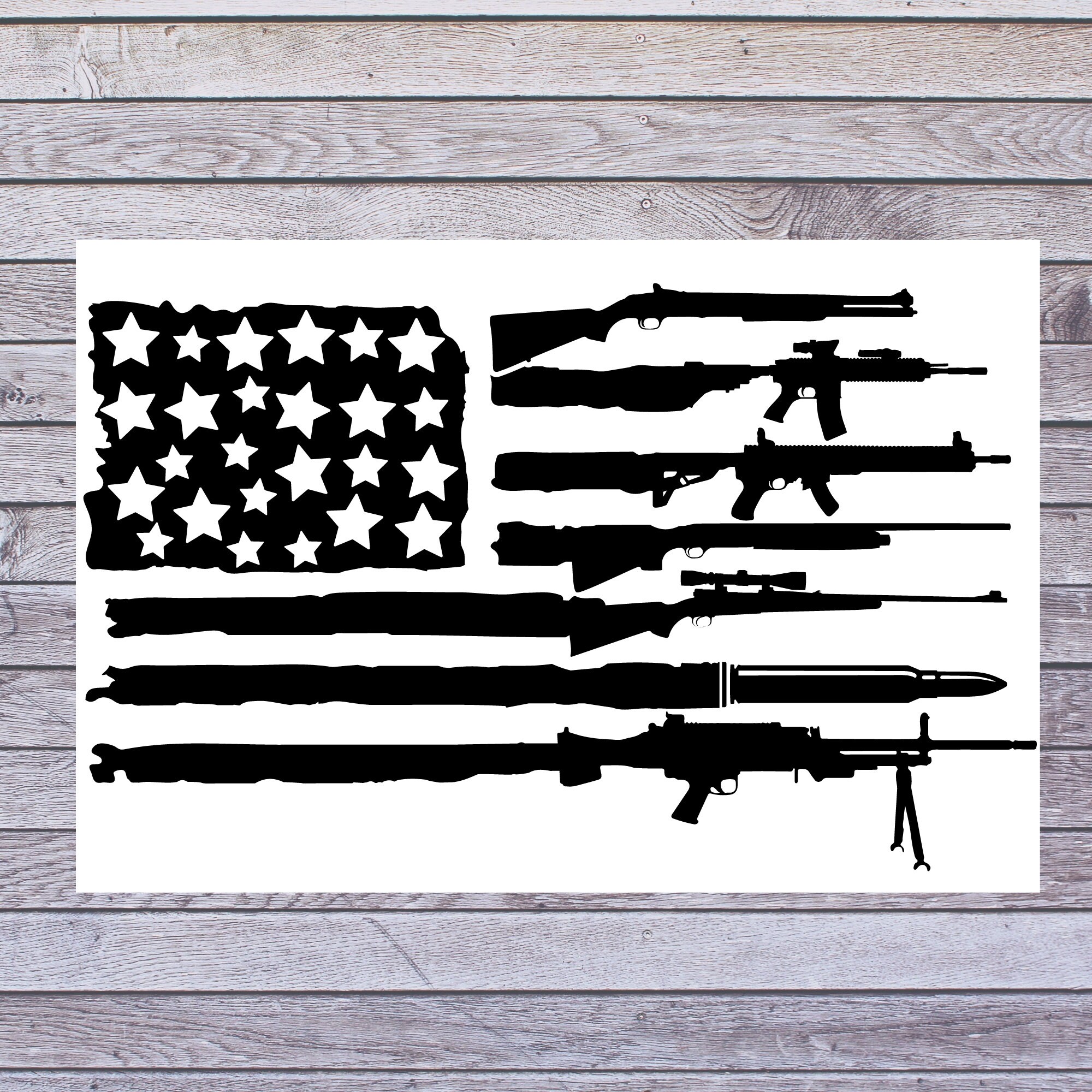US Flag Gun Flag Gun Flag Car Decal Etsy