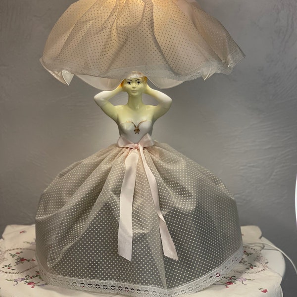 1950s Softlite Celluloid Doll Boudoir Lamp