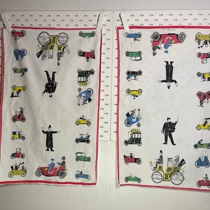 Vintage Tea Towels with Vintage Cars and Policemen