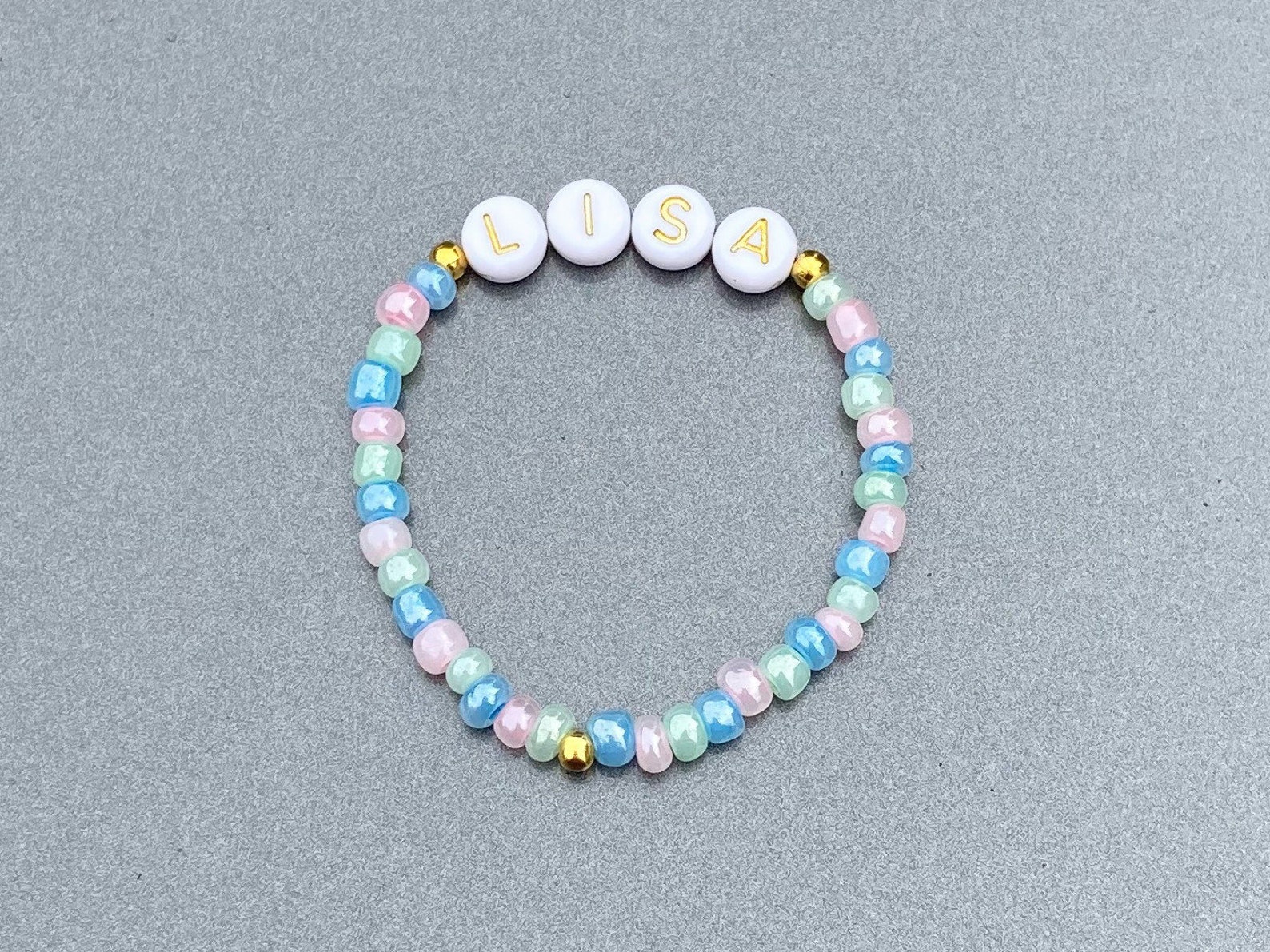 Personalised Name Bead Bracelet/name Etsy
