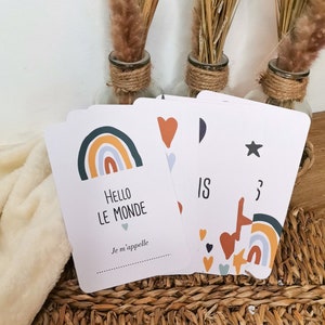 Cartes étapes bébé - Première année bébé - Carte évolutives naissance - Mois anniversaires - Cadeau naissance