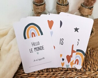 Cartes étapes bébé - Première année bébé - Carte évolutives naissance - Mois anniversaires - Cadeau naissance