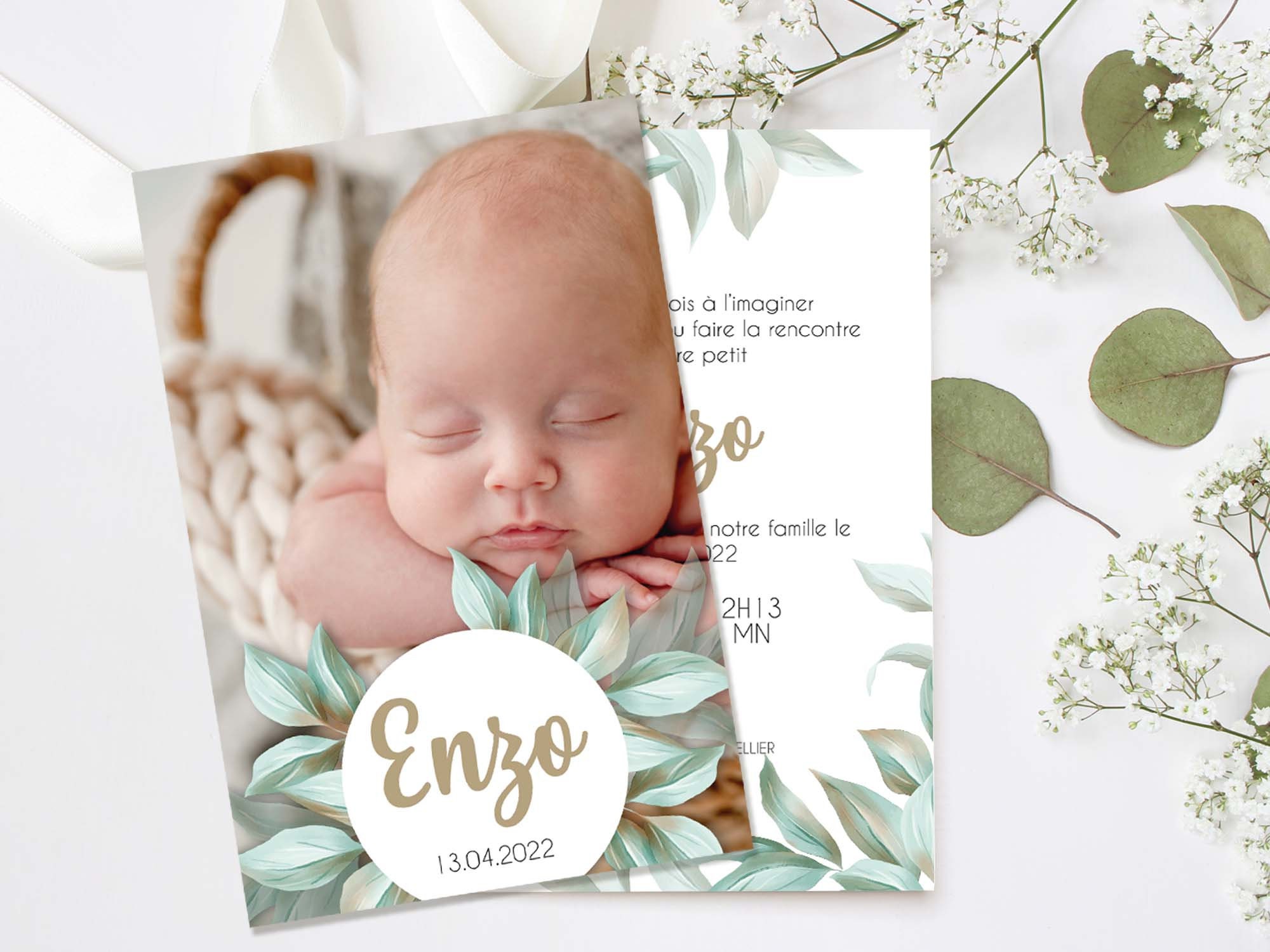 Faire part de naissance Faire part naissance feuillage Etsy France