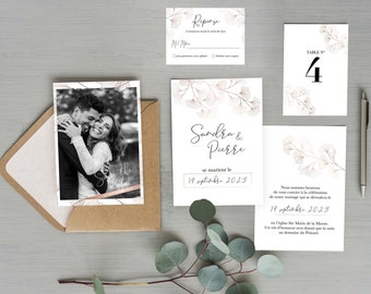 Chic wedding invitation - Elegant nature invitation - Country chic wedding invitation - Save the date and table number