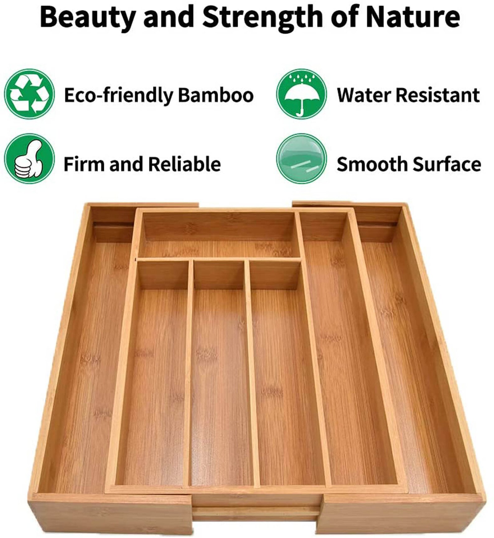Expandable Bamboo Cutlery Tray Kitchen Drawer Organizer Etsy