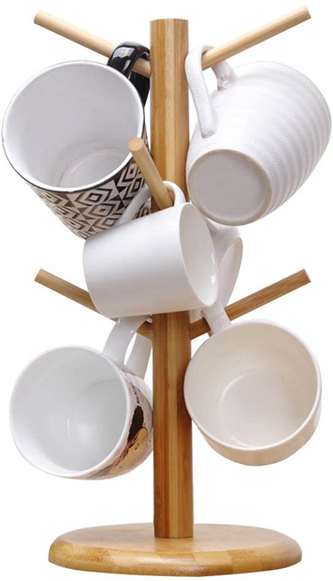 6 Hooks Bamboo Mug Rack Tree Coffee Tea Cup Organizer Hanger Etsy