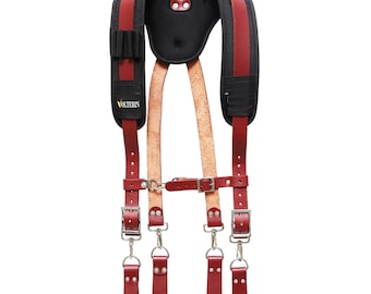 Leather Tool Belt Suspenders: Padded Work Straps