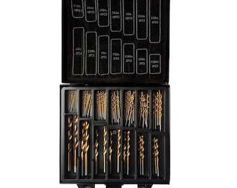 99-delige HSS-borenset met titaniumcoating: 1/16"-3/8" met metalen behuizing