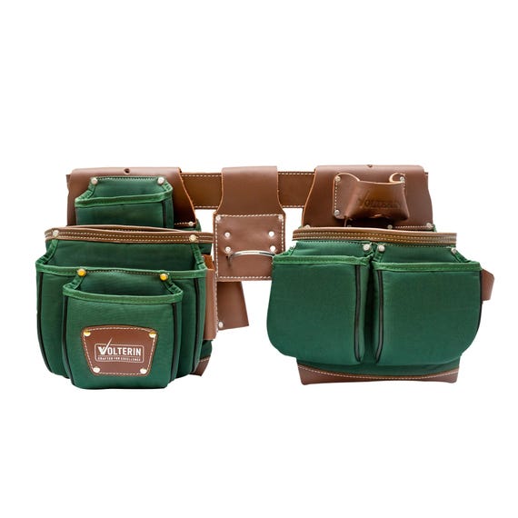 Leather & Nylon Tool Belt: 22-Pocket Carpenter Tool Pouch (30-47in)