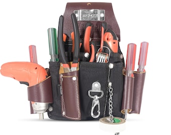 Nylon en leren gereedschapstas voor elektriciens: opberger voor werkschort