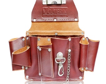 Leather Electrician Tool Pouch: 8-Pocket Heavy-Duty Tool Belt