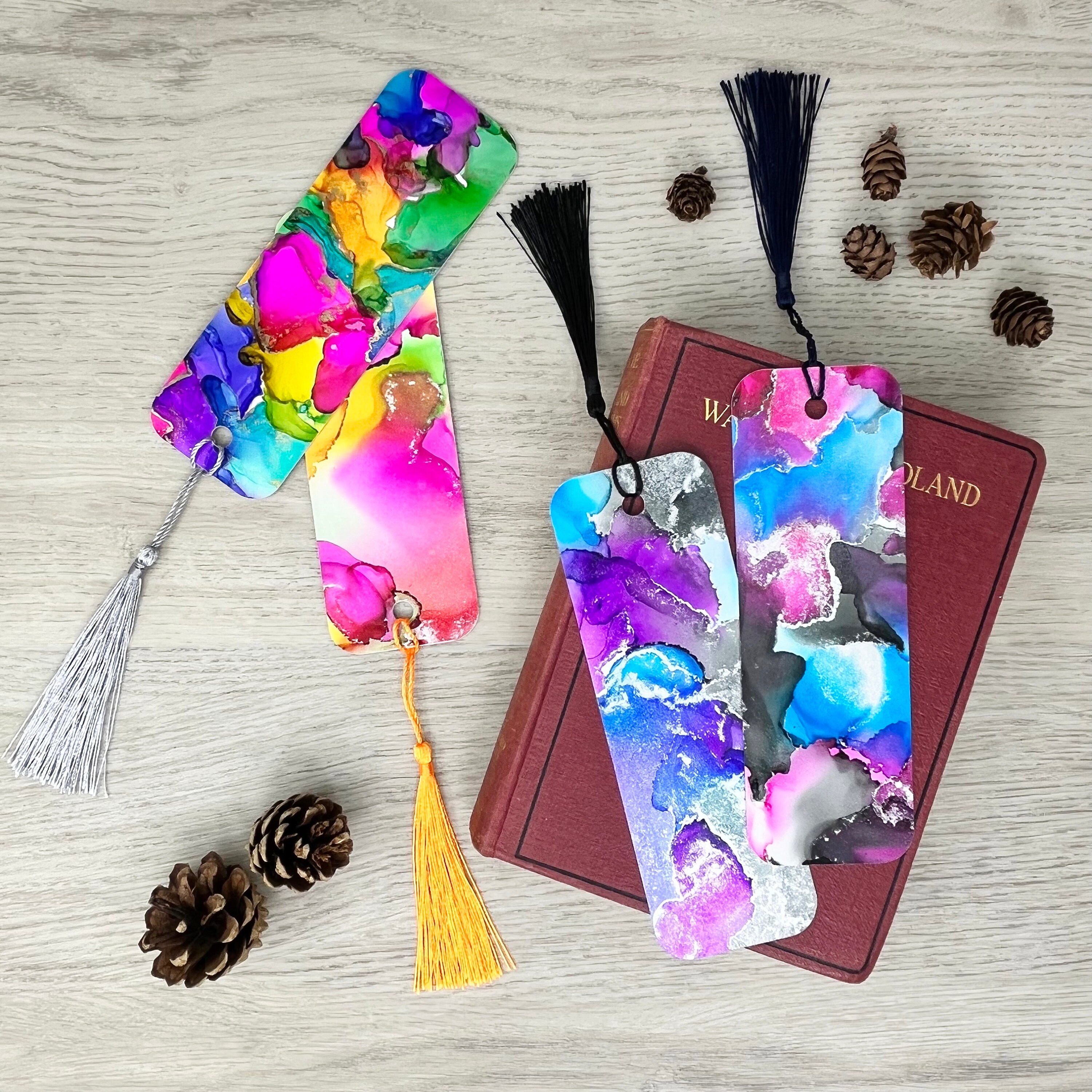 Handmade Alcohol Ink Tasseled Bookmark - Etsy