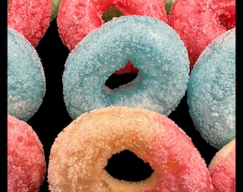 UK Freeze Dried Mixed Bag of Rings - crisp, light,airy delicious|perfect gift, tiktok viral, sour bubblegum, peach, apple & strawberry rings