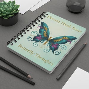 Diario a spirale "Farfalla sognante" - Scrittura creativa, appunti motivazionali, regalo per scrittori, diario sulla salute mentale, amanti della natura