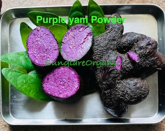 Ñame morado orgánico/Dioscorea alata/Ube o ñame mayor, cocido (solo hervido y molido), polvo de raíces saludables (125 g-470 g), envío gratuito