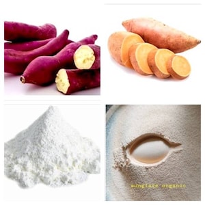 Polvere e fette di patate dolci biologiche al 100% / Colore bianco e arancione. (8,8 oz - 17,7 oz) Consegna gratuita