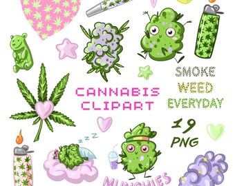 Onkruid clipart Sublimatie Leuke Cannabis planner Marihuana digitale stickers