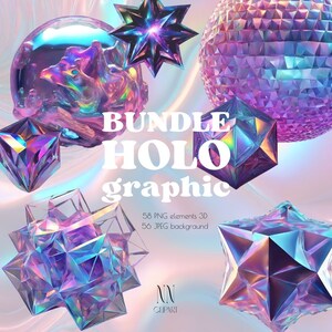 Цифровые наклейки с голографическими радужными формами, жидкий фон Holo Y2K