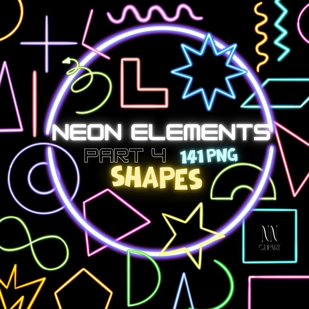 Neon Clip Art Bundle Circle Rectangle Ellipse Triangle Elements