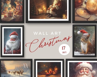 Kerstprintset, wintergalerijmuur, rustiek wanddecor, kerstprints, kerstafdrukbaar muurkunst digitaal papier