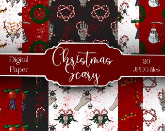 Gothic Christmas digital paper Alternative dark Christmas clipart stationary seamless pattern