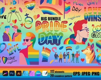 Pride Bundle Sublimatie Leuke LGBTQ-planner Liefde wint Vector digitale stickers LGBT