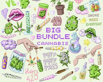 Cannabisbundel Sublimatie Leuke wietplanner Marihuana digitale stickers