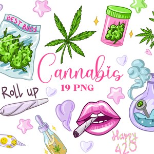 Cannabis clipart Sublimation Cute Weed planner Marijuana digital stickers image 3