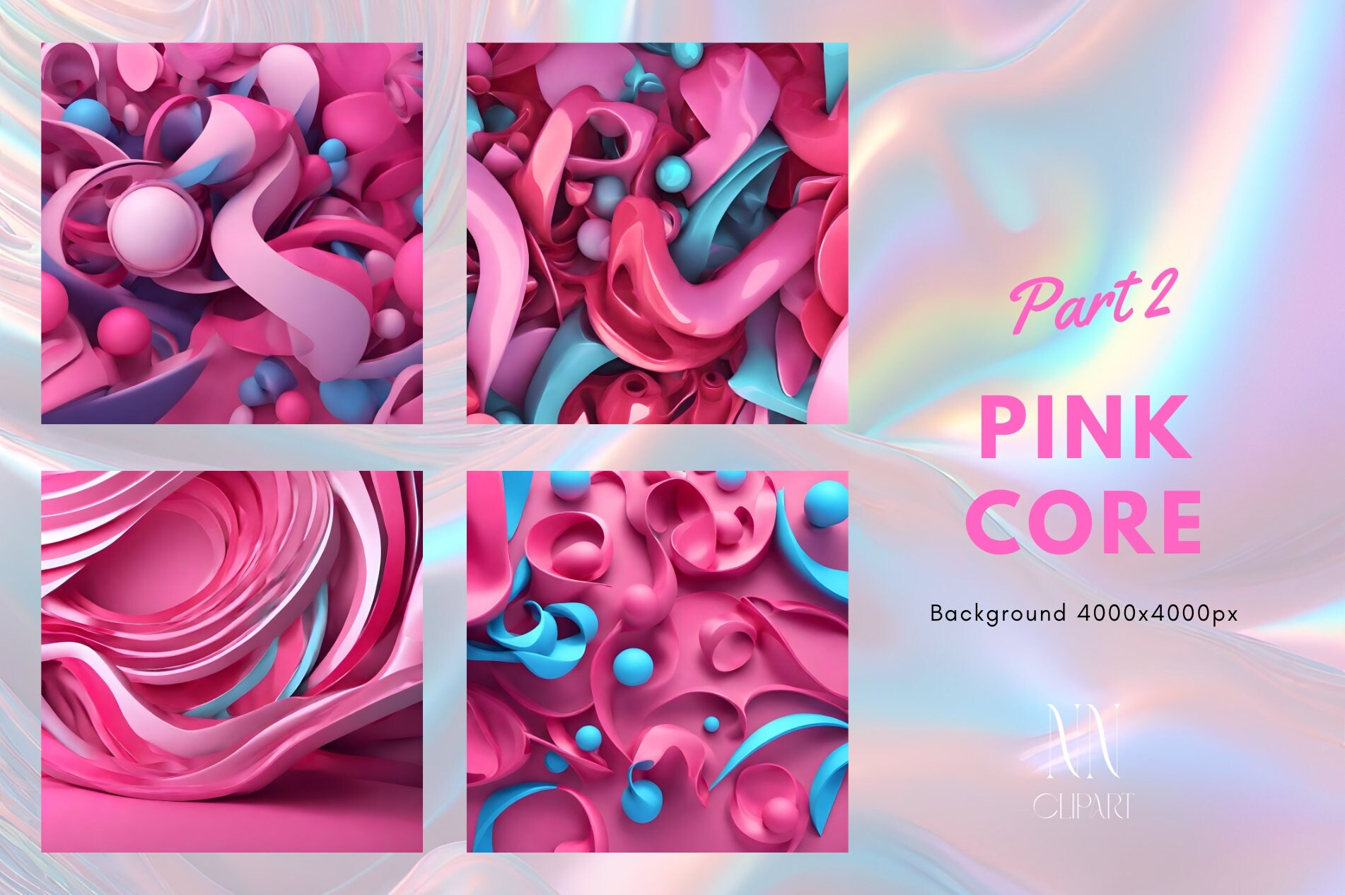 Dreamcore Pink Digital Paper Pack Абстрактные 3D пластиковые фоны - Etsy