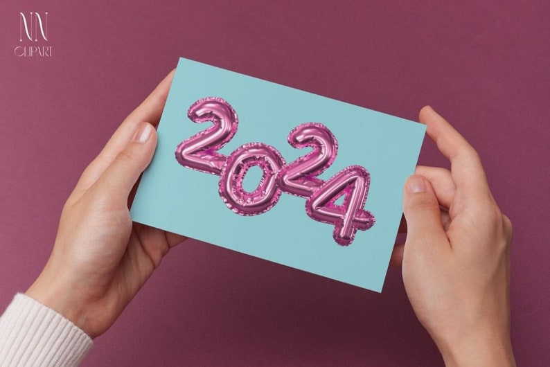 2024 Clipart, Happy New Year Clipart, New Year 2024, Instant Download