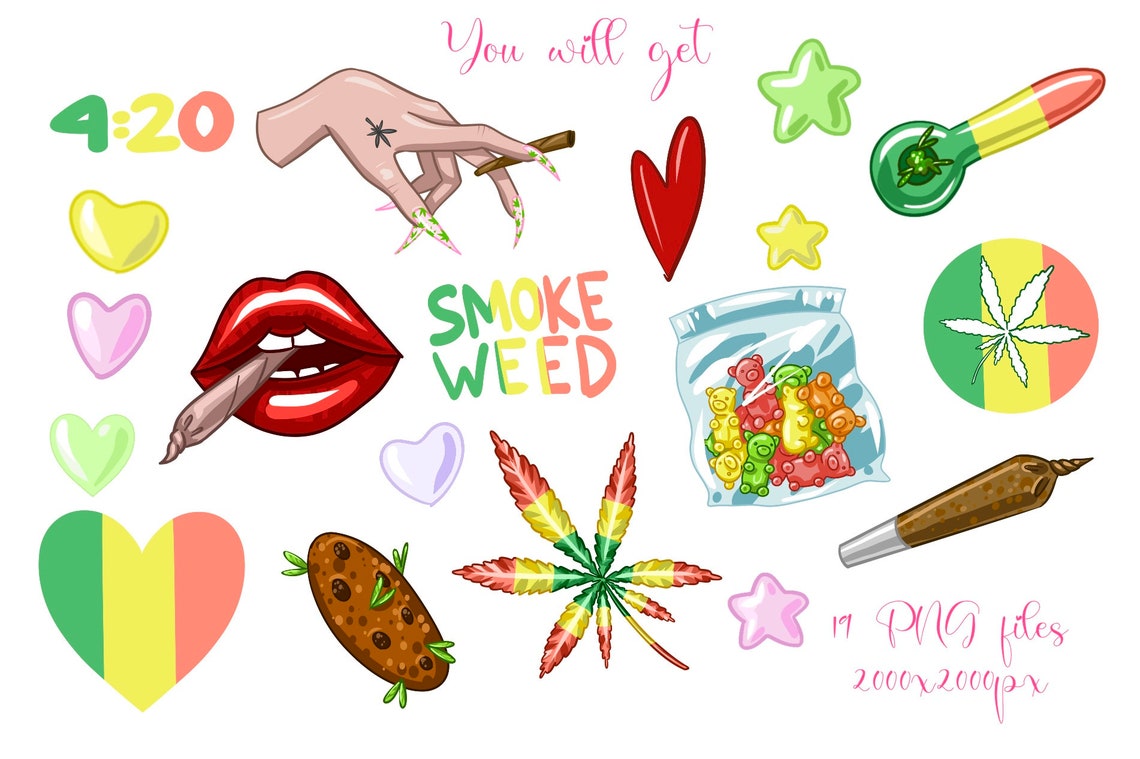 Cannabis Clipart Sublimation Cute Weed Planner Marijuana Etsy