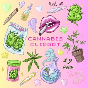 Cannabis Clipart Sublimation Niedliche Unkraut Planer Marihuana digitale Aufkleber