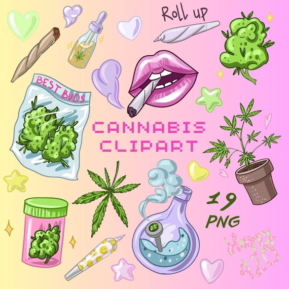Cannabis clipart Sublimation Cute Weed planner Marijuana digital stickers