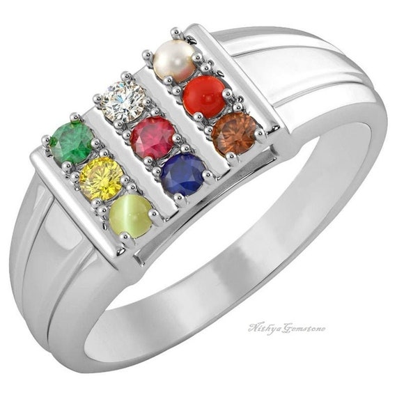 925sterling Silver Navratna Stone Ring Studded Precious Nine Planet  Gemstones Religious Astrology Spiritual Meditation Yoga Ring Lucky Charm -  Etsy