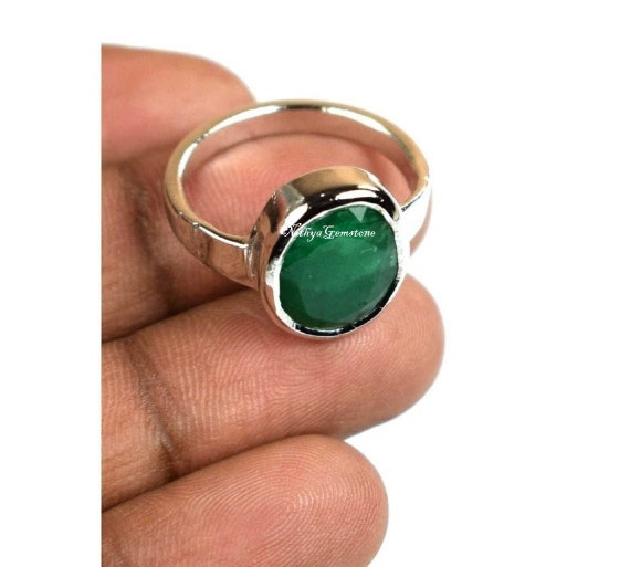 Natural Green Emerald Gemstone Astrological Ring Handmade Ring 925 Sterling  Silver Handemade Ring for Men and Women - Etsy