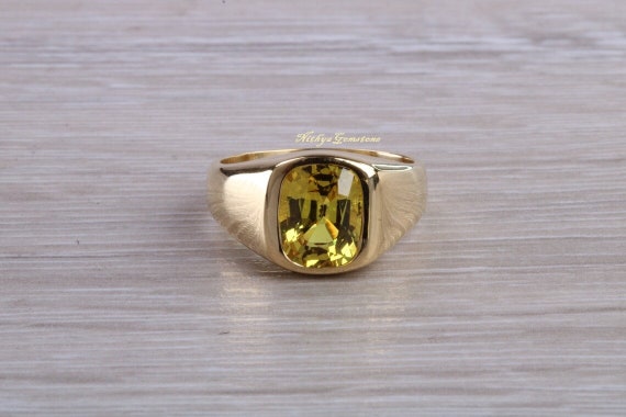 22K Gold 'Yellow Sapphire' Ring for Men - 235-GR7850 in 4.400 Grams