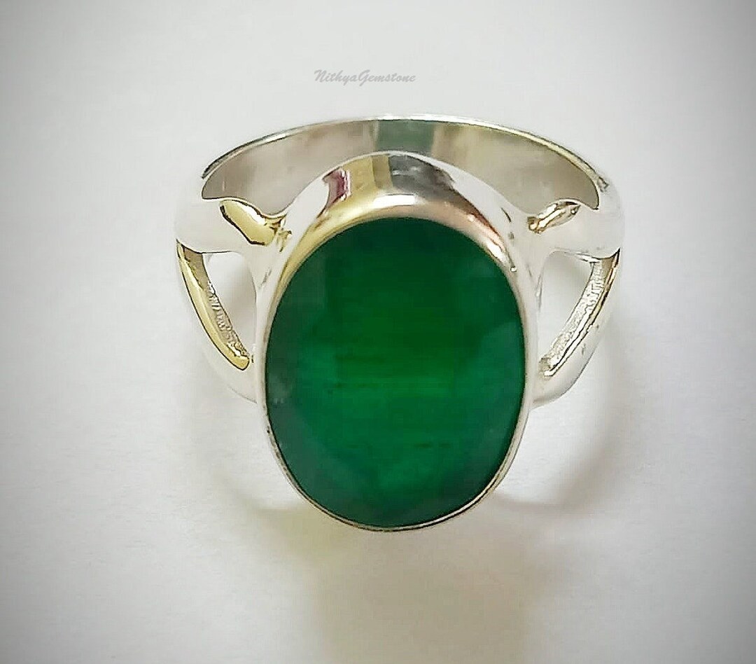 Vintage Sterling Silver Emerald Stone Ring - Ruby Lane