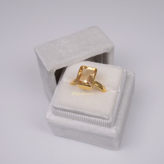 Handmade square single stone ring in silver 950 with enamel KON-123EX