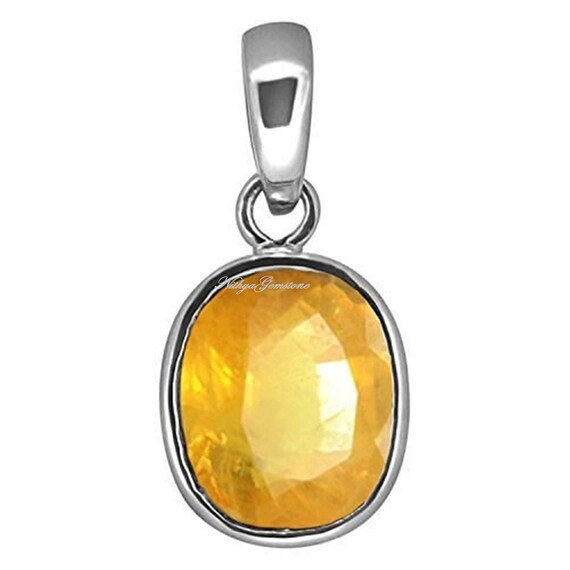 Natural Yellow Sapphire Pukhraj Panchdhatu Gold Plated Pendant for