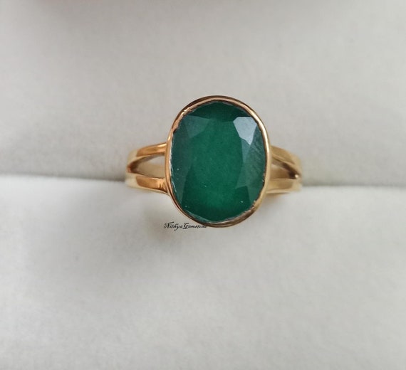 RSPSHAKTI Emerald Panna Gemstone Wt 5.25 Rti gold Coated adjustable ring  5hatu For Unisex Stone Emerald Gold Plated Ring Price in India - Buy  RSPSHAKTI Emerald Panna Gemstone Wt 5.25 Rti gold