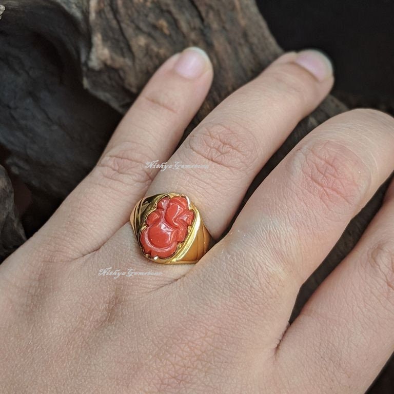 Buy Red Coral Ring, Red Stone Ring, Men Coral Ring, Red Stone, Red Coral  and Silver, Round Stone, Christmas Gift, Authentic Red Coral Online in  India - Etsy
