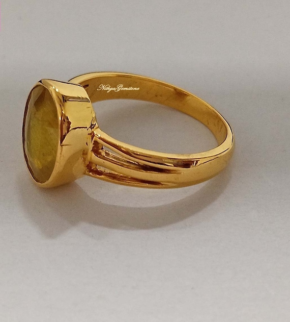 Natural Yellow Sapphire Gemstone Astrological Ring in Panchdhatu Gold Plated Handemade Ring for Men and Women Etsy Canada