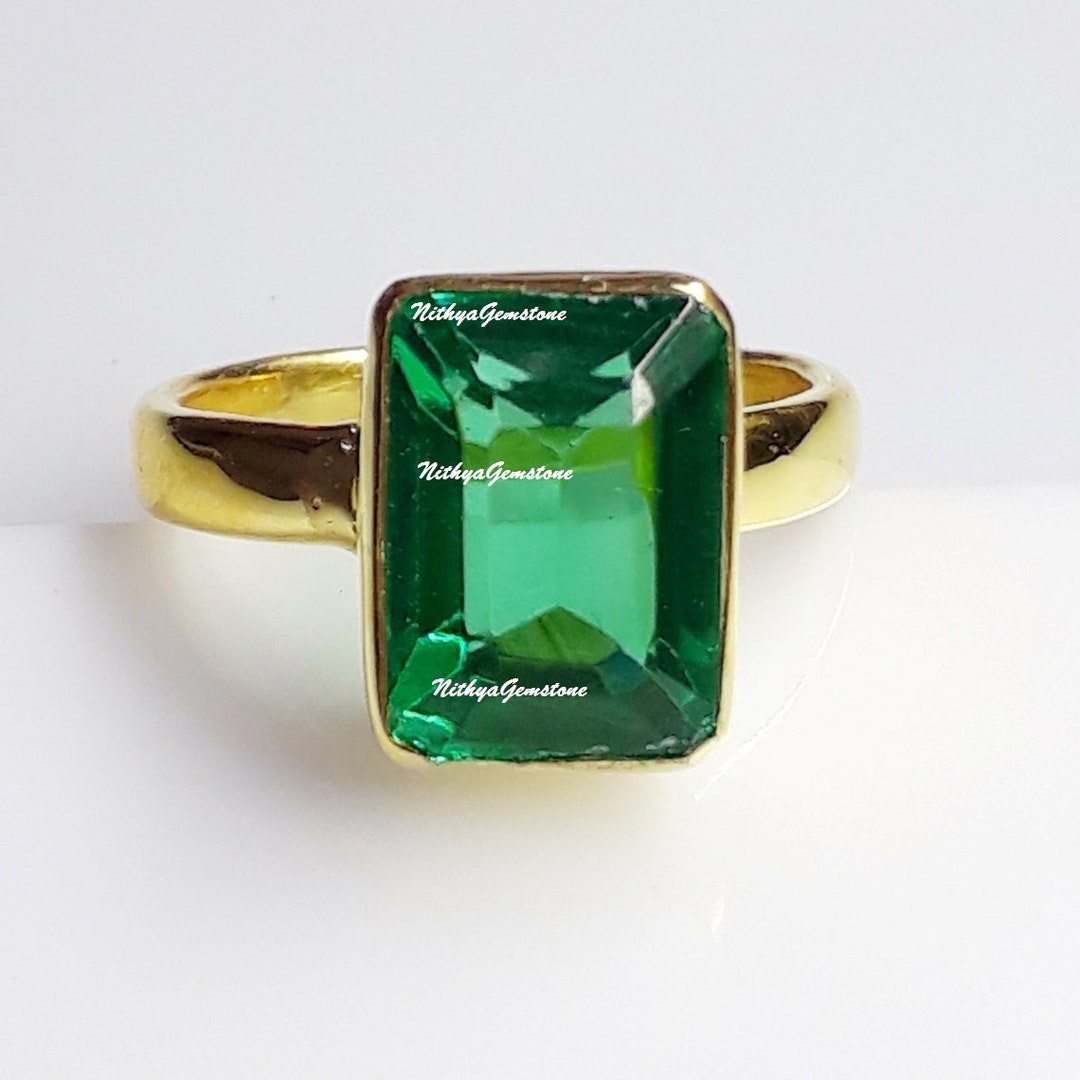 Square Design Sterling Silver Mens Ring with Green Zircon Stone » Anitolia