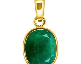 Natural Certified Emerald/Panna Gemstone Sterling Silver 925 Astrology Pendant, Birthstone Pendant For Men And Women
