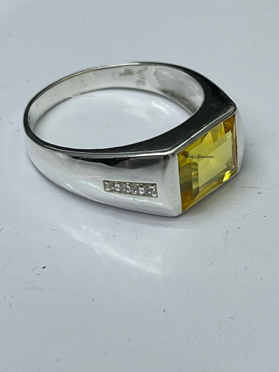 Yellow sapphire (Pukhraj) silver ring 5.25 to 7.25 Ratti SAUPUSR001 –  sauvika