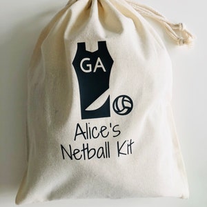 Netball Cotton String Bag Netball Kit Custom/personalised Sports Gift ...