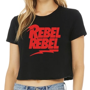 David Bowie Rebel Rebel Crop Top / Moda mujer / Regalos para ella / Glam Rock / Heavy Metal / Hard Rock / Shock Rock / Party Rock / camiseta camiseta