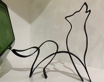 Wolf Line Art Sculpture – Minimalist 3D Printed Ornament, Home Decor & Memorial Gift