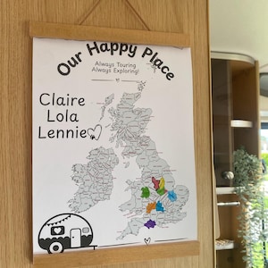 Personalised UK Touring Colour Map – Campervan, Caravan & Motorhome Travel Tracker Print